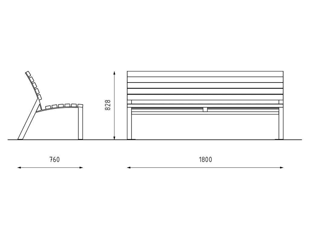 Panchina ONE 1800mm / acciaio zincato + verniciato a polvere