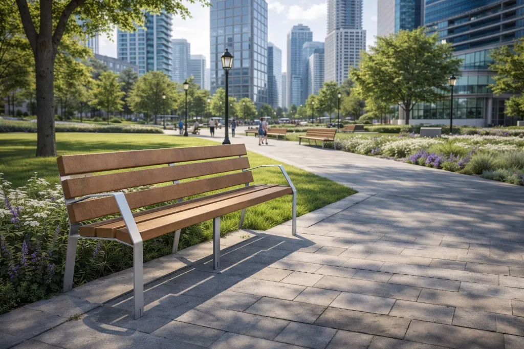 Panchina Adria 08 Gambe in ferro e polimero chiaro