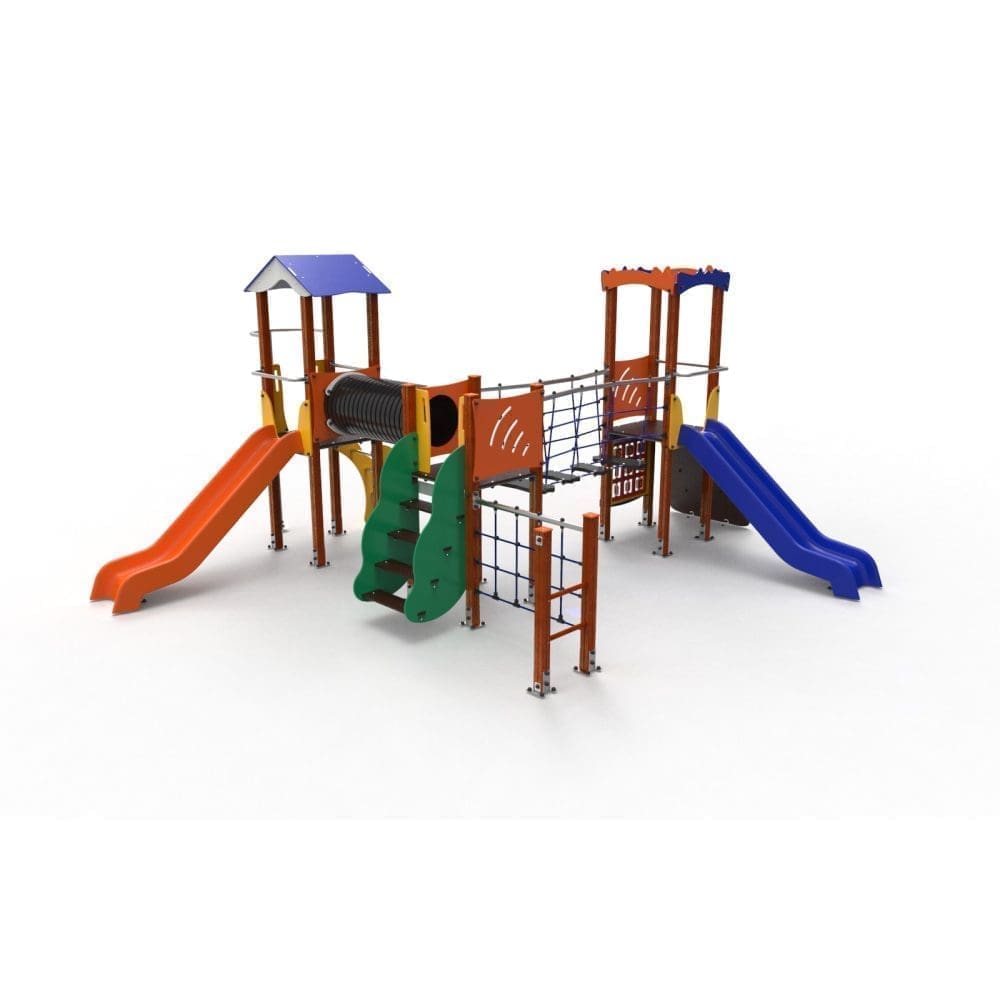 [ELDAN050-Y] Composizione multigioco tre torri-ELDAN050 (Montanti in legno di pino mm. 90x90)