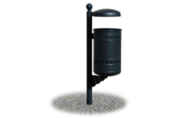 Cestino Aurelio (Grigio grafite Ral 7024, Con coperchio)