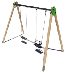 [NA608] Altalena doppia in legno Nature