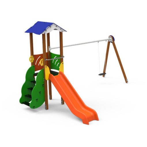 [ELDAN011-Y] Gioco Modulo Mikania 1 (Montanti in legno di pino mm. 90x90, con plinto in acciaio zincato a caldo)