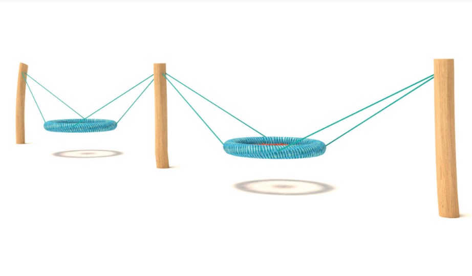 Altalena con cestone nido doppia  in legno di robinia 