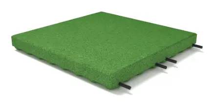 Pavimentazione Ecoflex-tile 50x50 mattonella smorzacadute in gomma con spinotti (verde, Hic. 120 cm.)