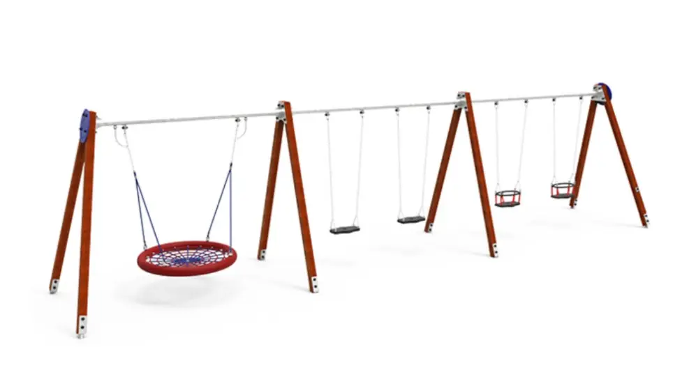 Altalena Zea-Tripla (Montanti in legno di pino mm. 90x90)