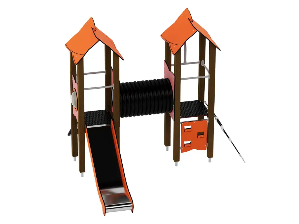 [60004EPZ-A] Urbi Set 4 (Montanti in legno lamellare di pino color noce mm. 90x90, Arancio)