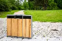 Cestino MAG per raccolta differenziata con coperchio e posacenere / acciaio zincato + verniciato a polvere / in legno