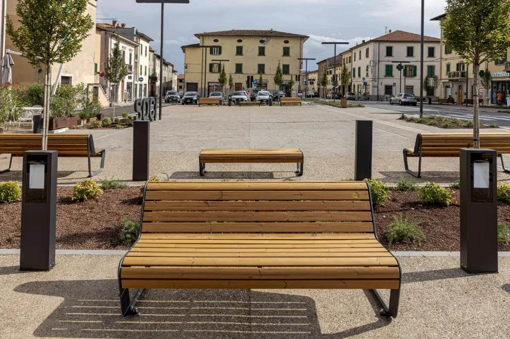 [LBL1a-180t] Panchina Borola 1800mm / lega di alluminio + verniciato a polvere (assi in legno esotico certificato)