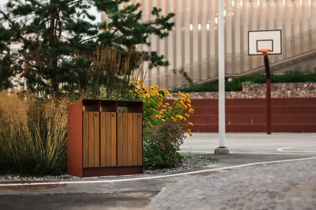 Cestino RAILAper raccolta differenziata / acciaio zincato+verniciato a polvere/ il legno