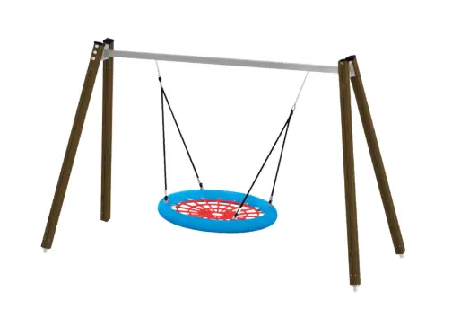 Altalena Nido in legno (Montanti in legno lamellare di pino color noce mm. 90x90)