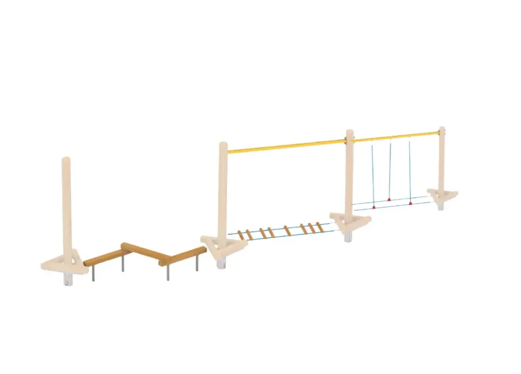 Composizione modulare in legno con 3 percorsi di equilibrio