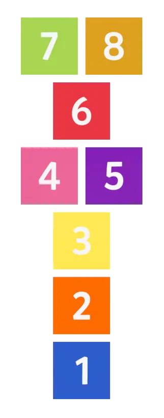 [P12a] Sagoma 2D EPDM gioco campana 1-8 (a) 850 x 2650mm, 1,40m² (quadrato 400x400))