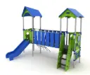 ECO-KIDS Doppia Torre con ponte e pannello ludico inclusivo