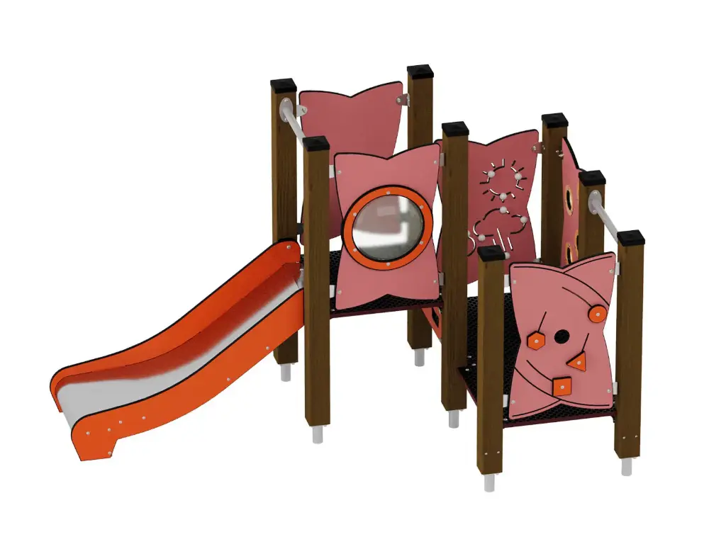 [60003EPZ-A] Urbi Set 3 (Montanti in legno lamellare di pino color noce mm. 90x90, Arancio)