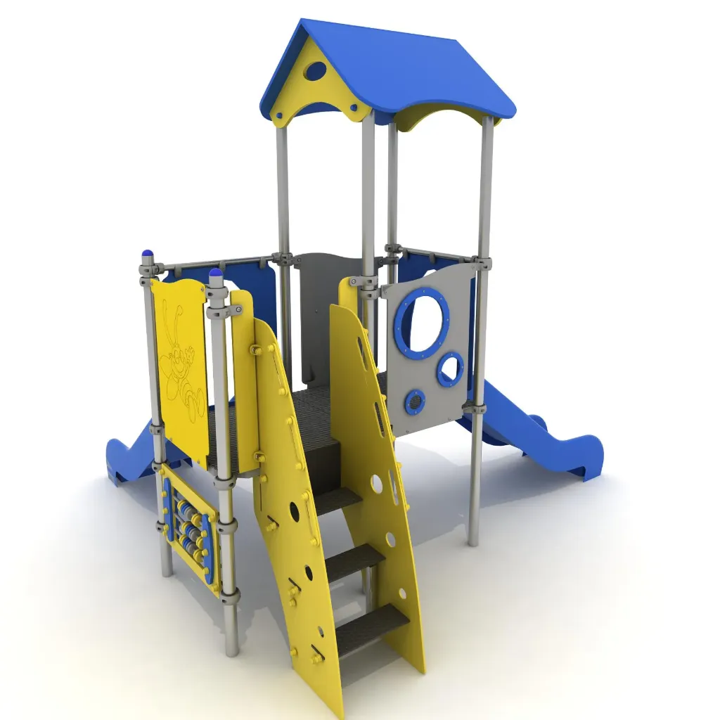 [ECO-KIDS 17211] ECO-KIDS Torretta doppia scivolo e pannello ludico inclusivo (Hic. 90cm)