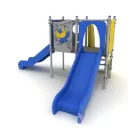 ECO-KIDS17210 Torretta doppia con due scivoli e pannello ludico inclusivo