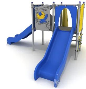 ECO-KIDS Torretta senza tetto doppia scivolo e pannello ludico inclusivo (Hic. 90cm)