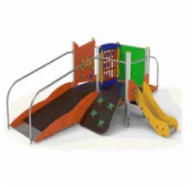 Composizione multigioco inclusiva ELKID034 (Montanti in legno di pino mm. 90x90, con plinto in acciaio zincato a caldo)