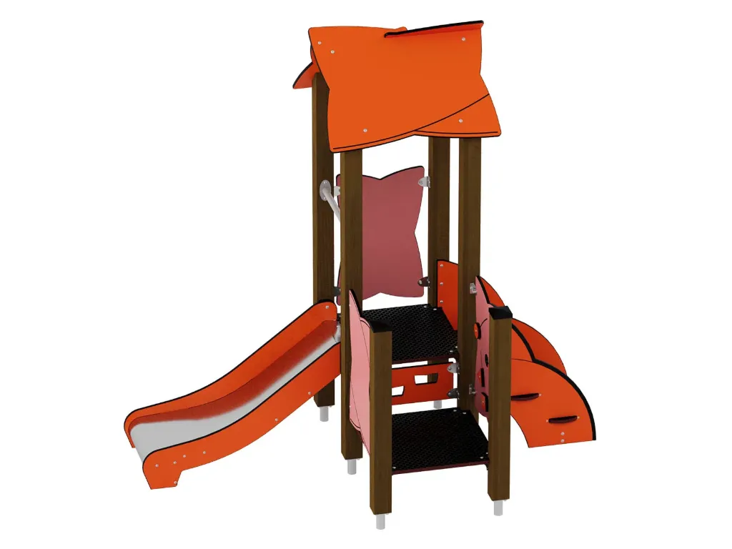 [60002EPZ-A] Urbi Set 2  (Montanti in legno lamellare di pino color noce mm. 90x90, Arancio/rosa)