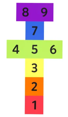 [P13a] Sagoma 2D EPDM gioco campana 1-9 (a) 1200mm x 2400mm, 1,51m²  (piastrelle mm. 400x400))