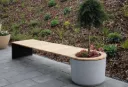 Panca Floria Grand l. 2795mm 1 vaso aperto  1 gamba in acciaio  legno tropicale
