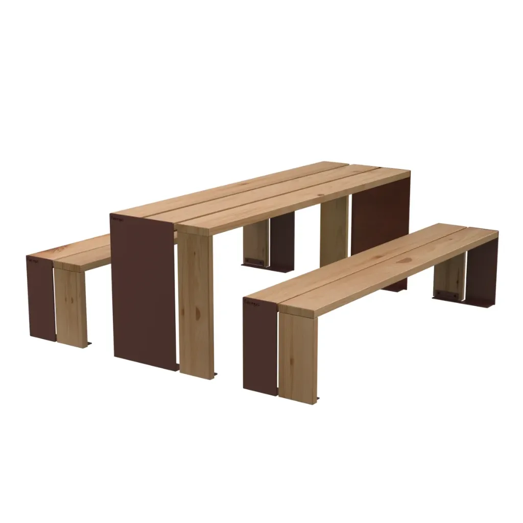 Tavolo da picnic Pino e Corten (Inclusivo)