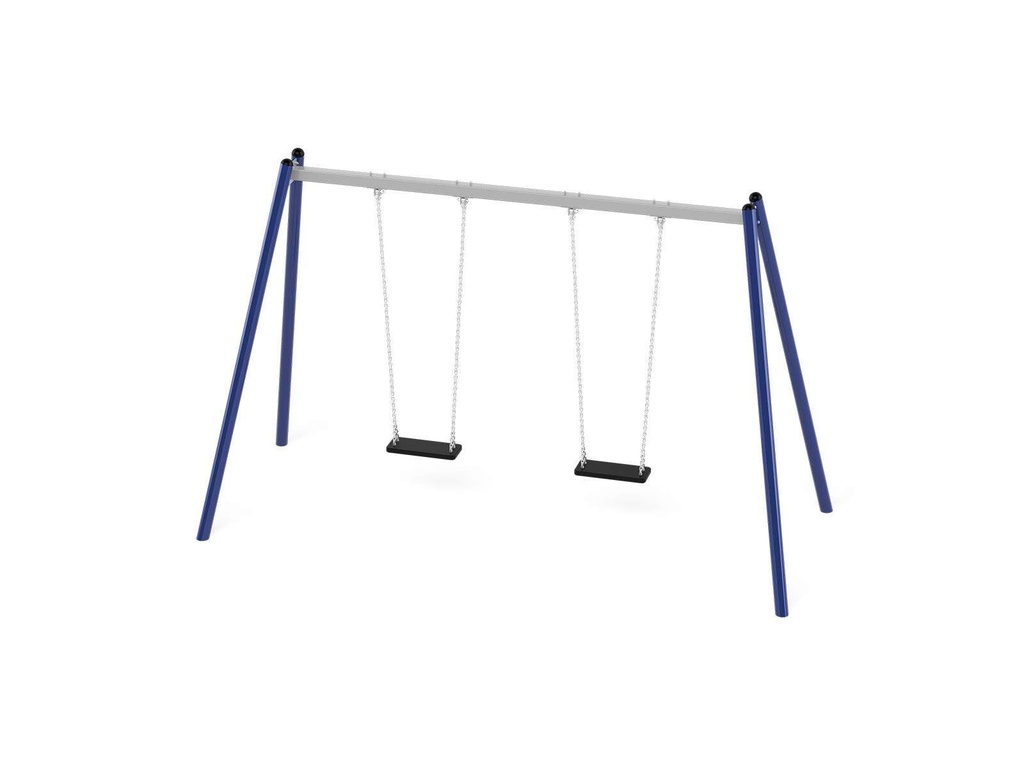 Altalena in metallo 2 posti (Montanti in Acciaio verniciato mm. 76  diam., Con due sedili a tavoletta)