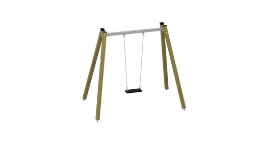 Altalena in legno ad 1 posto (Montanti in Legno lamellare di pino mm. 120 diam., Con 1 sedile a tavoletta)