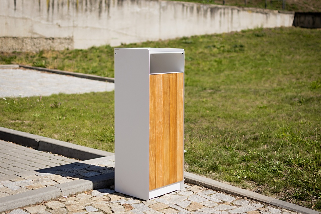 Cestino MAG / acciaio zincato + verniciato a polvere  / in legno di abete 