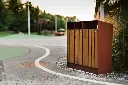 Cestino RAILA per raccolta differenziata con posacenere / acciaio zincato+verniciato a polvere/ legno 