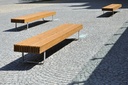 Panchina BORDO senza schienale 3490mm / acciaio zincato + verniciato a polvere / legno tropicale / per set a forma di triangolo