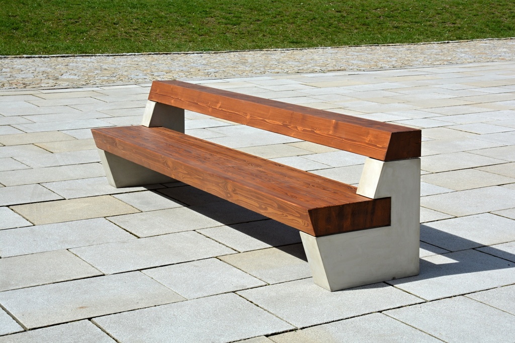 Panchina ROBUSTA 3000mm / sponde in cemento / legno di abete