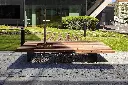 Panchina ROSTY con foro per albero / acciaio zincato + verniciato a polvere / legno di abete