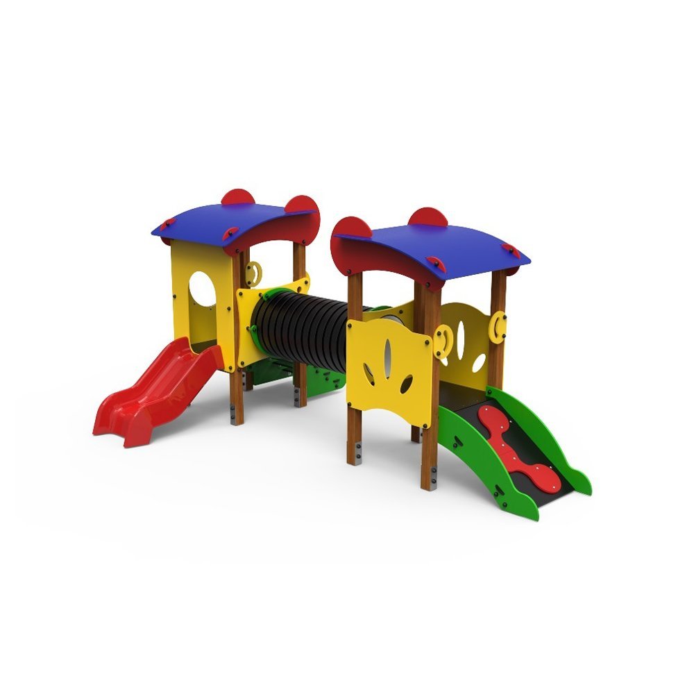 [ELKID007-Y] Kidy Park Tuim (Montanti in legno di pino mm. 90x90, con plinto in acciaio zincato a caldo)