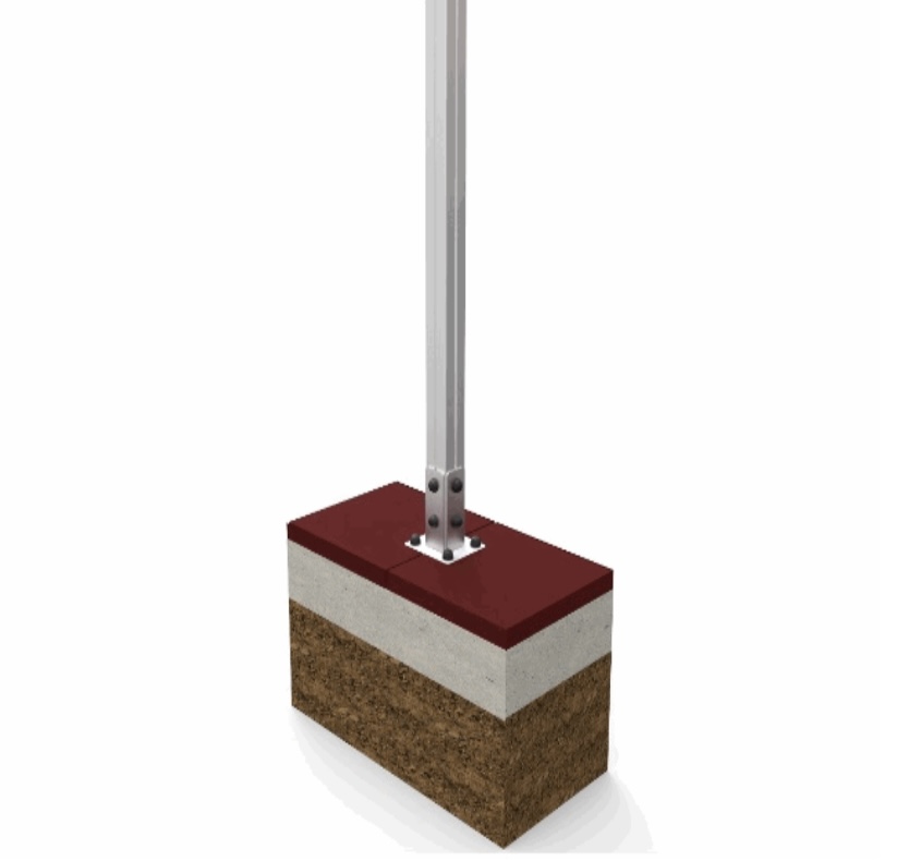 Palo recinzione (Montanti in Alluminio 90x90x2,5mm in lega 6063 riciclabile al 100%., con palo infisso su terra, Palo per angolo)