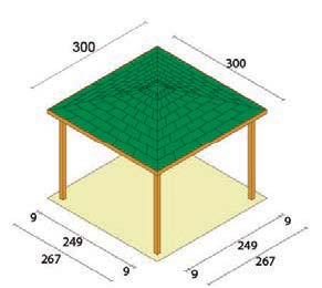 Gazebo Levanto 300x300 con copertura in tegole canadesi