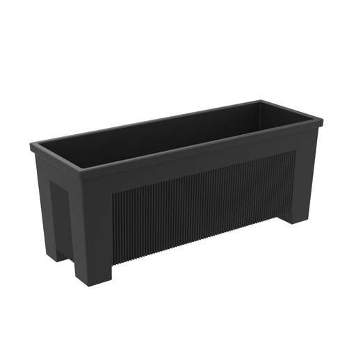 Fioriera in ghisa modello Ona. dimensioni 1000x300x400mm. Rifinito con vernice Oxiron Black Forge.