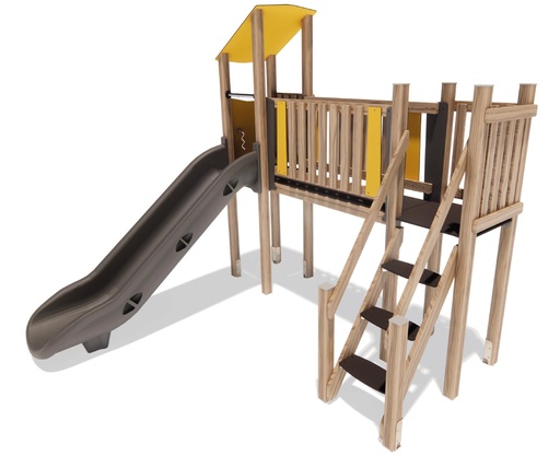Doppia torre scivolo Five con ponte in legno