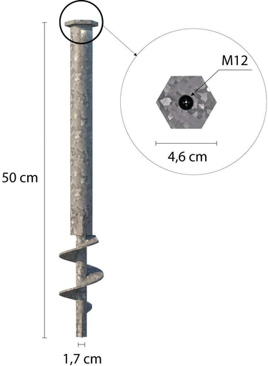 Ancoraggio a vite cm 50 Ø 35-17