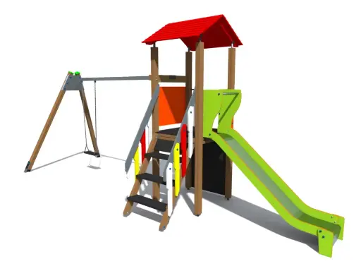 [BRL11] Five Gioco modulo torretta scivolo con altalena in legno