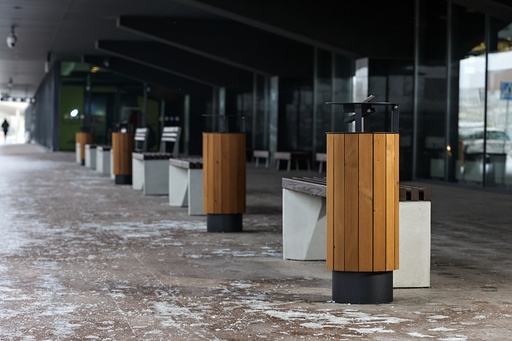 [KBA07b-s] Cestino BAS / acciaio zincato + vernici a polvere/legno di abete