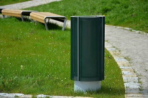 [KBA16b_B] Cestino BAS/ con coperchio +vernici a polvere/lamiera forata