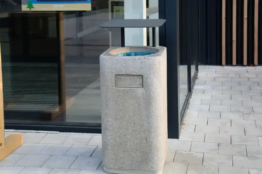 [KBE2] Cestino BEKO con tetto / cemento lavato / acciaio zincato + verniciato a polvere