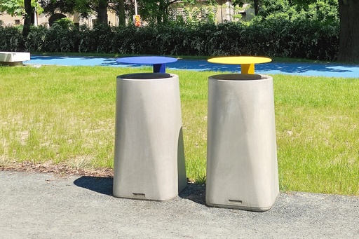 [KBE2b] Cestino BEKO con tetto / cemento lavato / acciaio zincato + verniciato a polvere