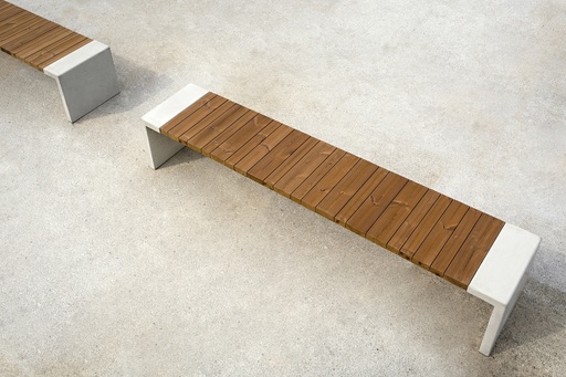 [LSI6bt-180tw] Panchina SIBELA senza schienale 1800mm / sponde in cemento / acciaio zincato / legno di pino ThermoWood