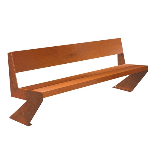 Panchina Zenit Guinea in acciaio Corten con 3 stecche